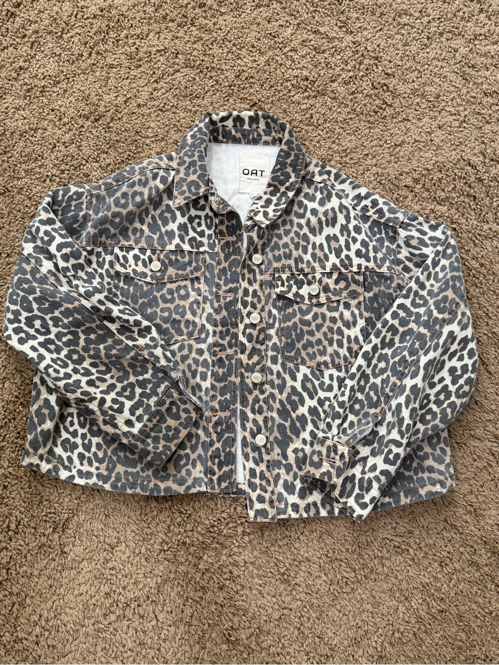 Women’s Leopard Print Jean Jacket - Brown/Black